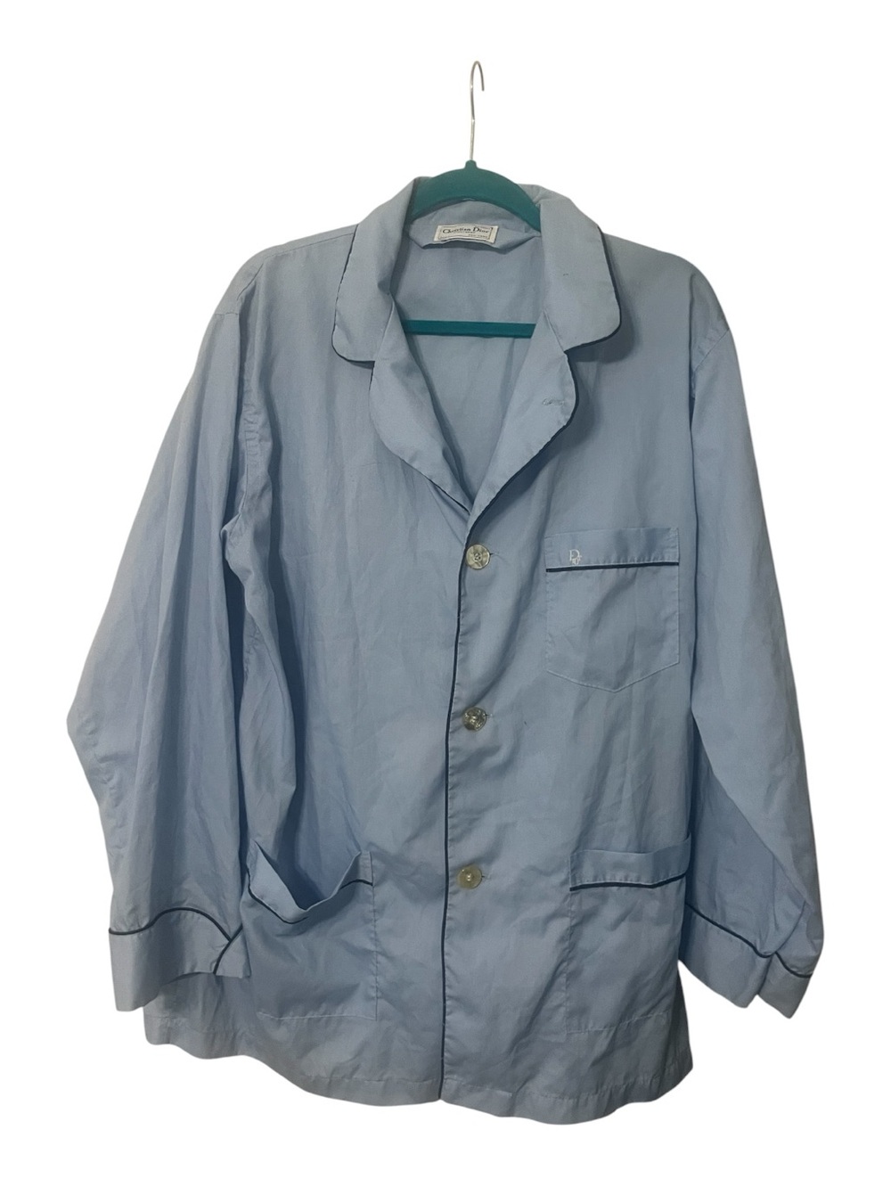 CHRISTIAN DIOR Sleep
Shirt Blue Super Ultra Vino Button Front Mens X-Large